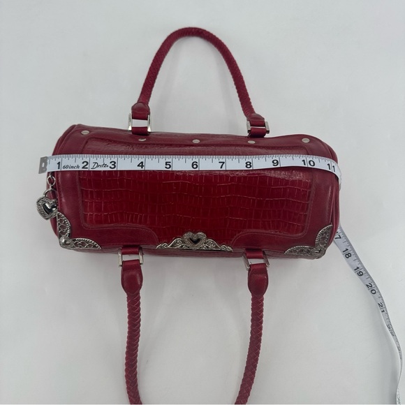Vintage Y2K Vegan Leather Croc Embossed Heart Filagree Geo Roll Shoulder Bag - Picture 10 of 13